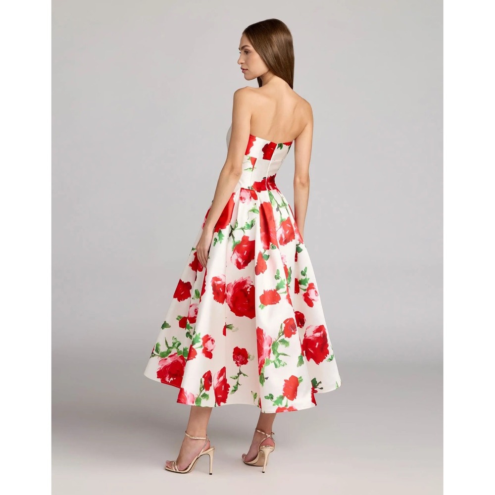 Mac Duggal White Strapless Floral Mikado Midi Dress $498 - Size 14‎ - Picture 10 of 12